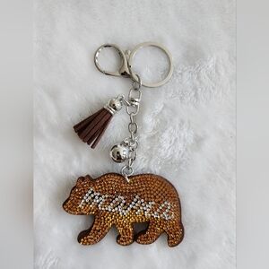 Brown Mama Bear Keychain with Rhinestones Bag Chain
